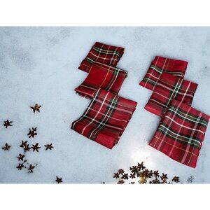 Camz Red Plaid Cloth Napkins Set of 6 - Holiday Table Décor 18"x18" Cotton Blend